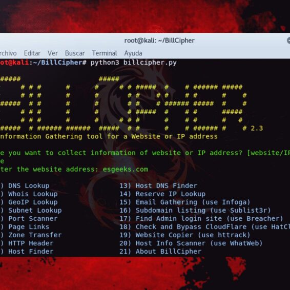 BillCipher: Herramienta Information Gathering para Sitio web o Dirección IP 16 BillCipher Herramienta para Information Gathering