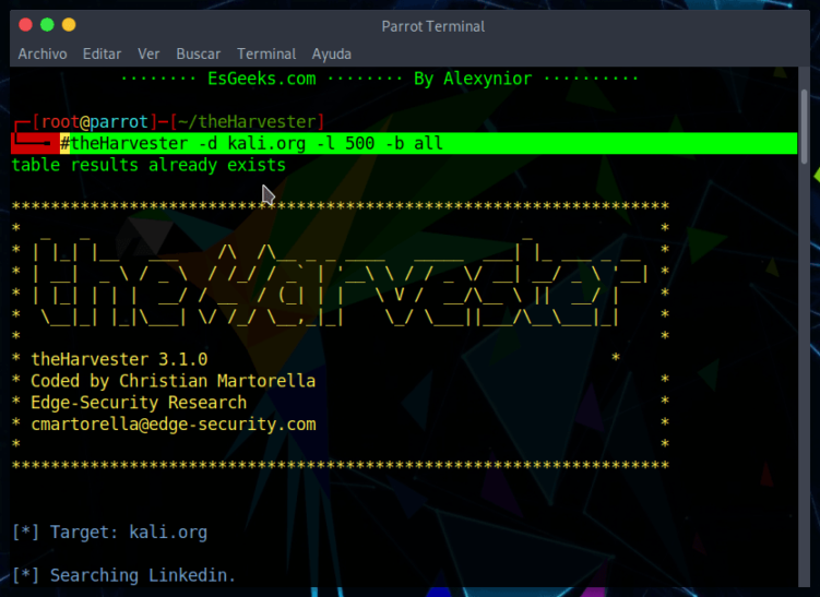 TheHarvester Suite OSINT Para Extraer Información » EsGeeks