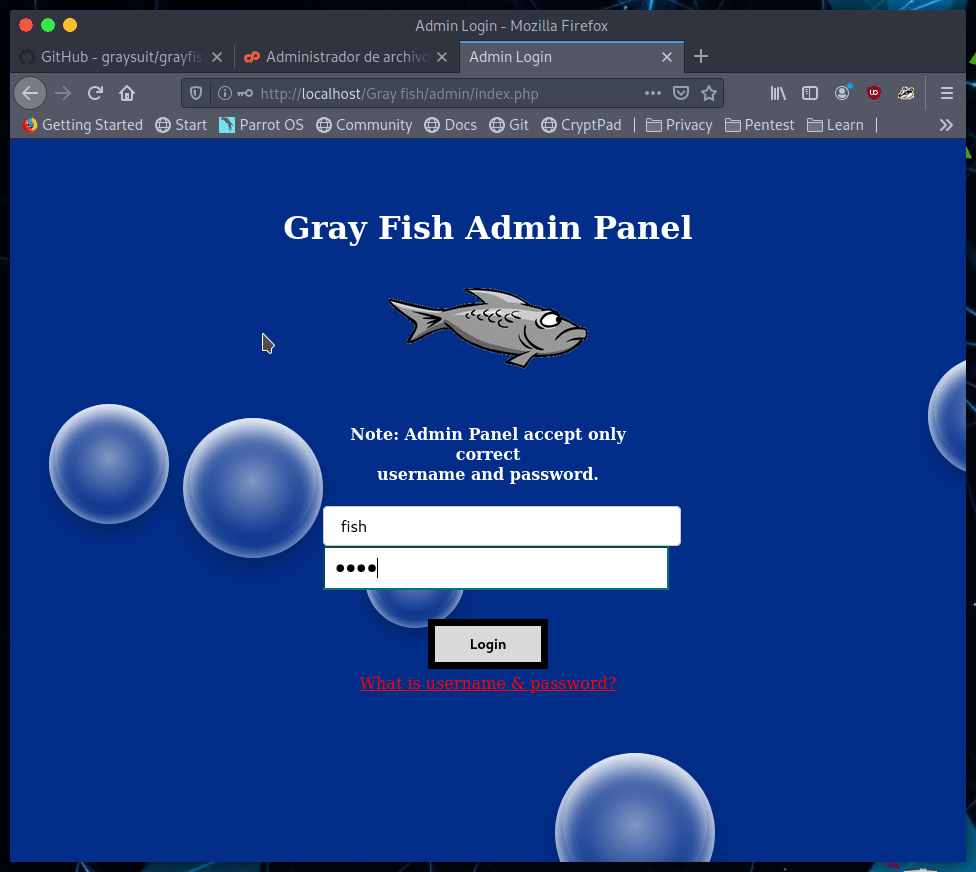 Localhost de phishing con grayfish