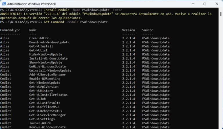 Administrar Actualizaciones Windows Update con "PSWindowsUpdate"