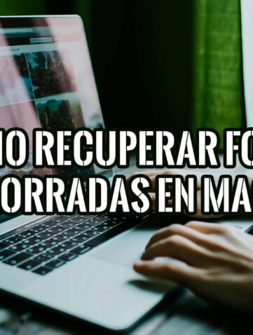 Persona usando un Mac para recuperar fotos borradas.