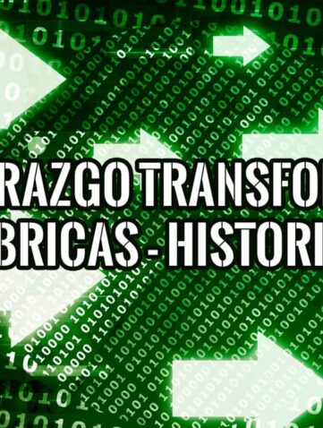 Liderazgo que transforma fábricas en historias de éxito 27 Imagen abstracta con código binario y flechas direccionales, superpuesta con el texto "LIDERAZGO TRANSFORMA FÁBRICAS - HISTORIAS".