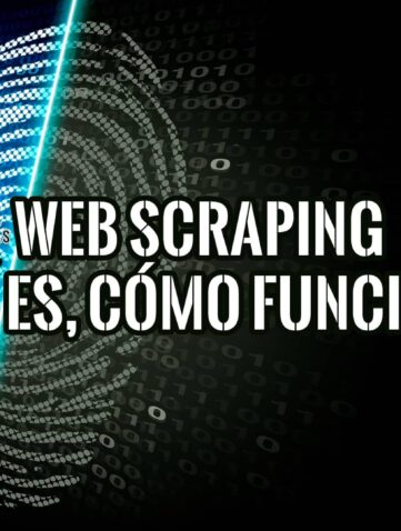 Web Scraping: ¿Qué es, Cómo Funciona y para Qué Sirve? 27 Imagen con una huella digital y código binario, con el texto "Web Scraping ¿Qué es, cómo funciona?".