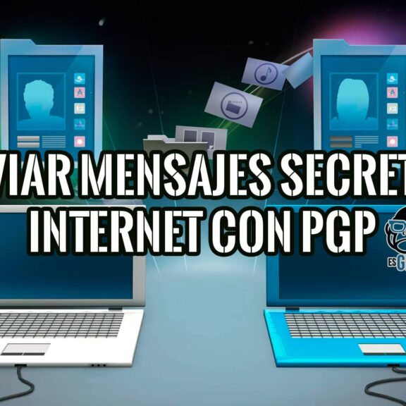 Dos ordenadores portátiles intercambiando datos de forma segura mediante PGP.