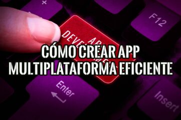 Imagen de un dedo presionando una tecla de un teclado que dice "DESARROLLAR APP".