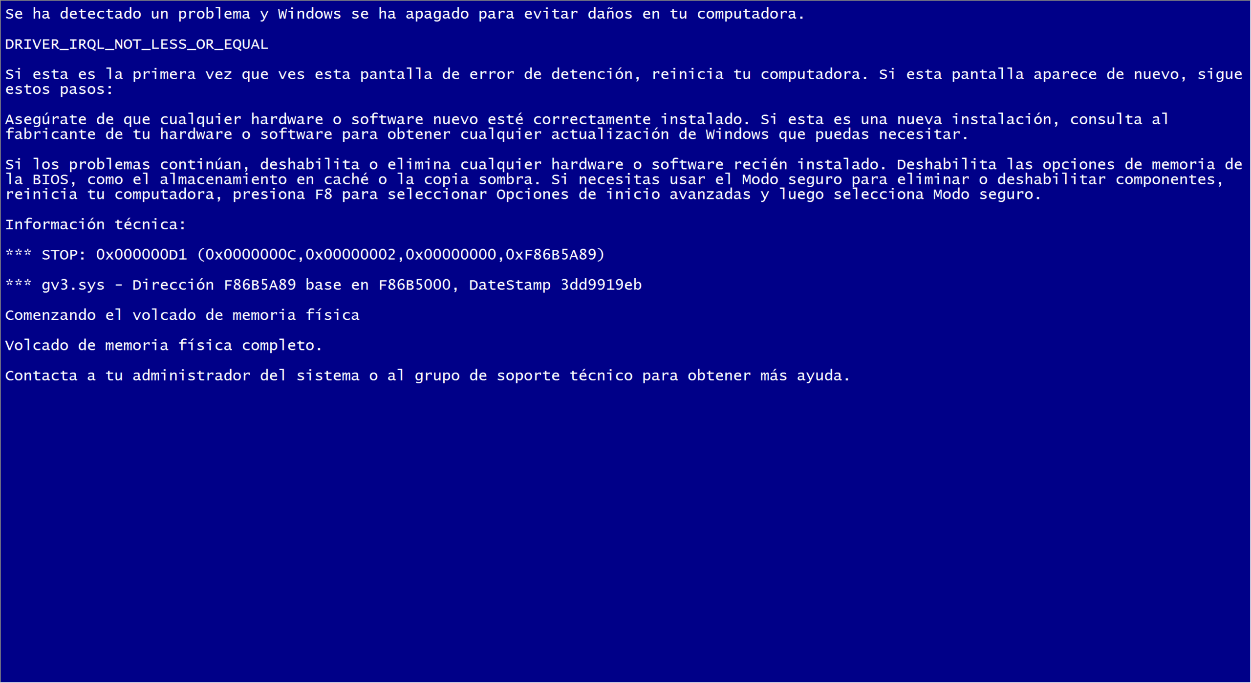 Hacker Broma: Cómo Sorprender a Tus Amigos con Trucos Divertidos 19 Hacker broma: Pantalla azul de la muerte falsa. Simulación de error de Windows, "DRIVER_IRQL_NOT_LESS_OR_EQUAL".