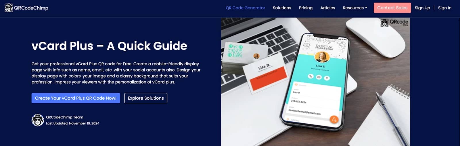 Mejores Tarjetas de Presentación Digitales 2025: Top Plataformas Clave 28 Crea tarjetas de presentación digitales con QRCodeChimp vCard Plus. Una guía rápida para diseñar tarjetas profesionales con código QR.