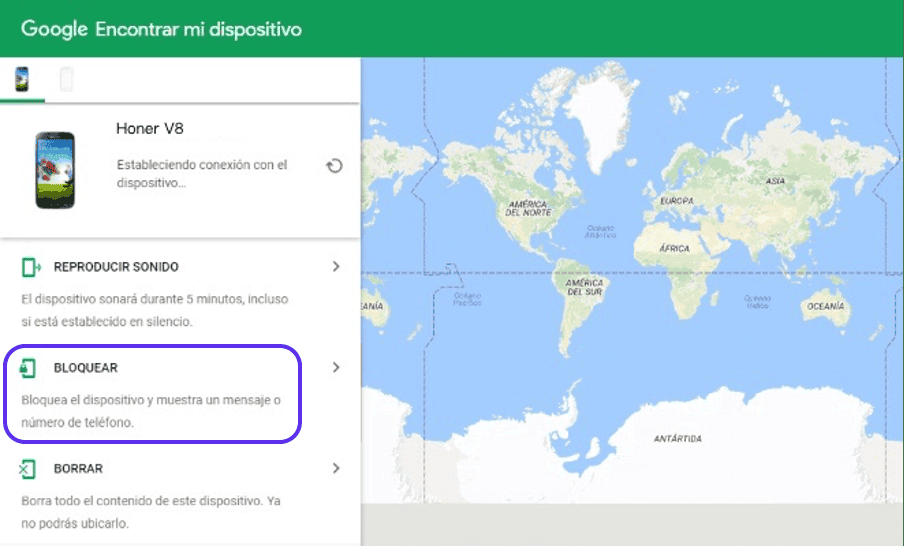 ¿Qué hacer si te roban el teléfono?: Protege tus datos e intenta recuperarlo 22 Captura de pantalla que muestra cómo bloquear un móvil Android usando Google Encontrar mi dispositivo. Protege tu información.