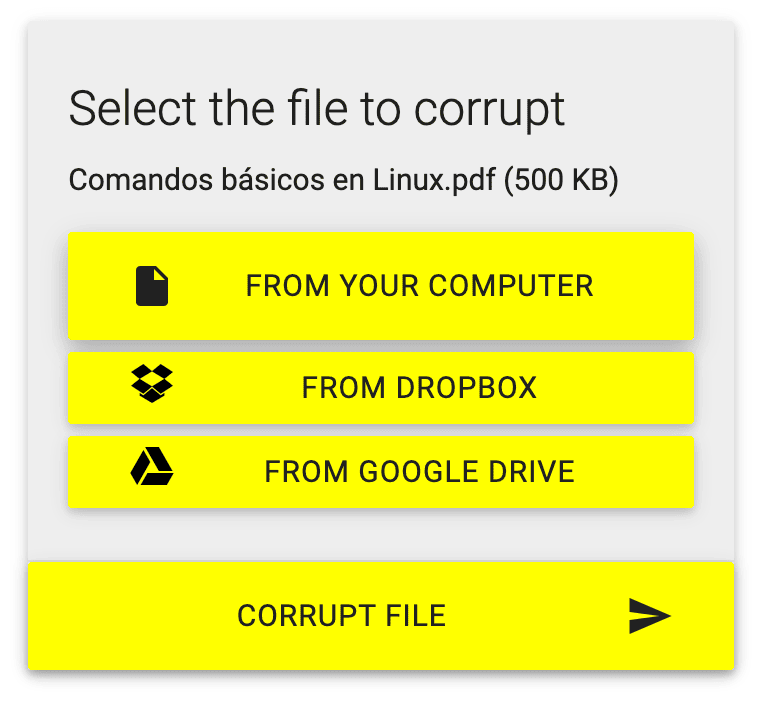 Cómo dañar un archivo para que nadie pueda abrirlo 17 Interfaz para dañar un archivo. Selecciona el archivo y pulsa "Corrupt File".