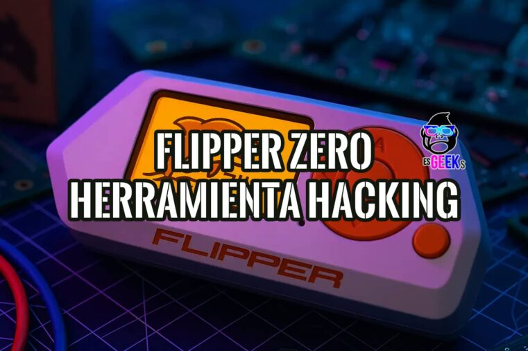 Imagen del Flipper Zero, una herramienta multifunción para hacking ético, con texto que destaca su uso en seguridad informática.