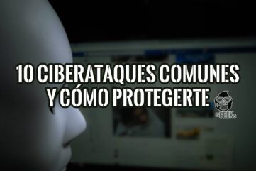Imagen sobre cómo protegerse de 10 ciberataques más comunes, mostrando una cabeza humana frente a una pantalla de ordenador.