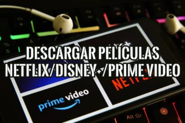 Smartphone mostrando los logos de Netflix, Disney+ y Prime Video, ilustrando cómo descargar películas para ver sin conexión.