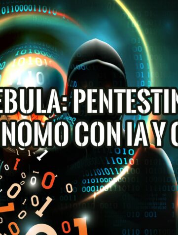 Guía Completa de Nebula: Pentesting Autónomo con IA y CI/CD 22 Figura con capucha en un entorno digital de código binario, representando a Nebula y el pentesting autónomo con IA y CI/CD.