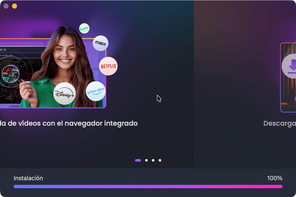 Cómo Descargar Películas Gratis para Ver sin Conexión 17 Asistente de instalación segura de Keeprix Downloader mostrando la barra de progreso completada al 100% y sus características.