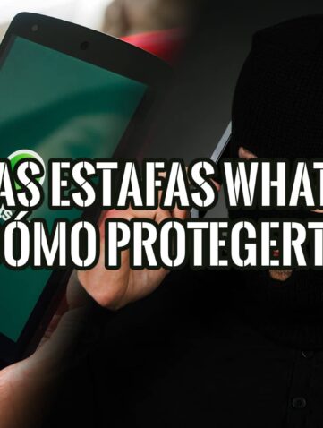 Persona usando un móvil junto a un hacker para ilustrar el peligro de las nuevas estafas de WhatsApp y cómo protegerse.
