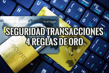 Tarjetas de crédito y un candado sobre un teclado, representando las 4 reglas de oro para la seguridad en las transacciones.