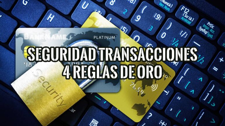 Tarjetas de crédito y un candado sobre un teclado, representando las 4 reglas de oro para la seguridad en las transacciones.