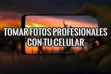 Persona aprendiendo a tomar fotos profesionales con su celular, capturando una impresionante vista urbana al atardecer.