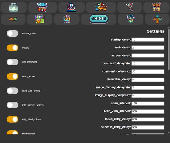 Interfaz web de configuración del dispositivo de hacking Bjorn